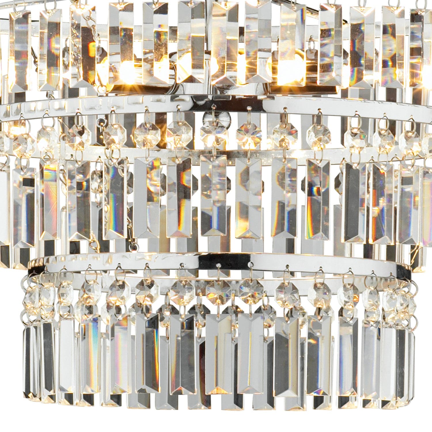 dar lighting Rowena 3 Light 3 Tier Semi Flush Polished Chrome ROW5450