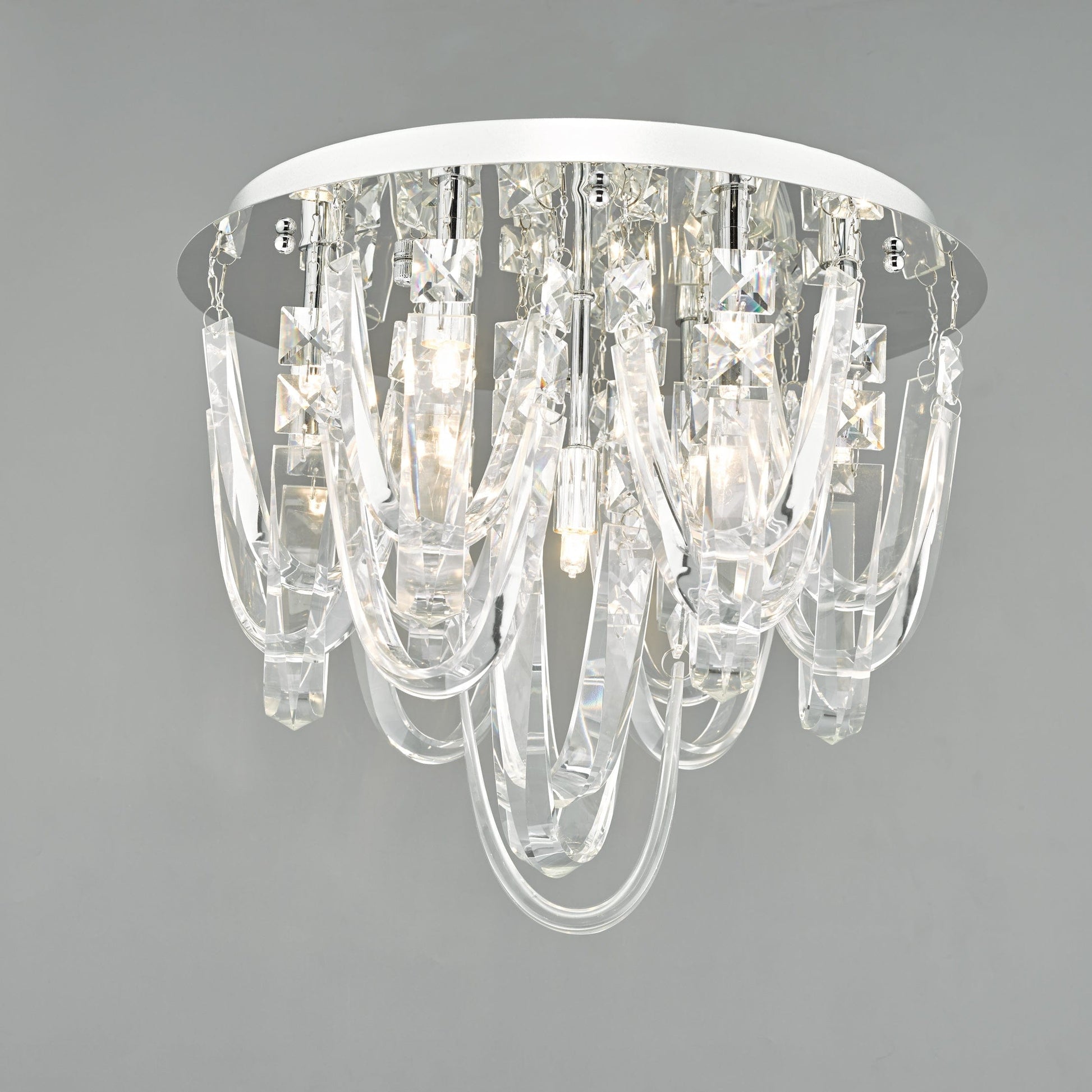 dar lighting Roxanne Small 7 Light Flush Polished Chrome Crystal ROX5050