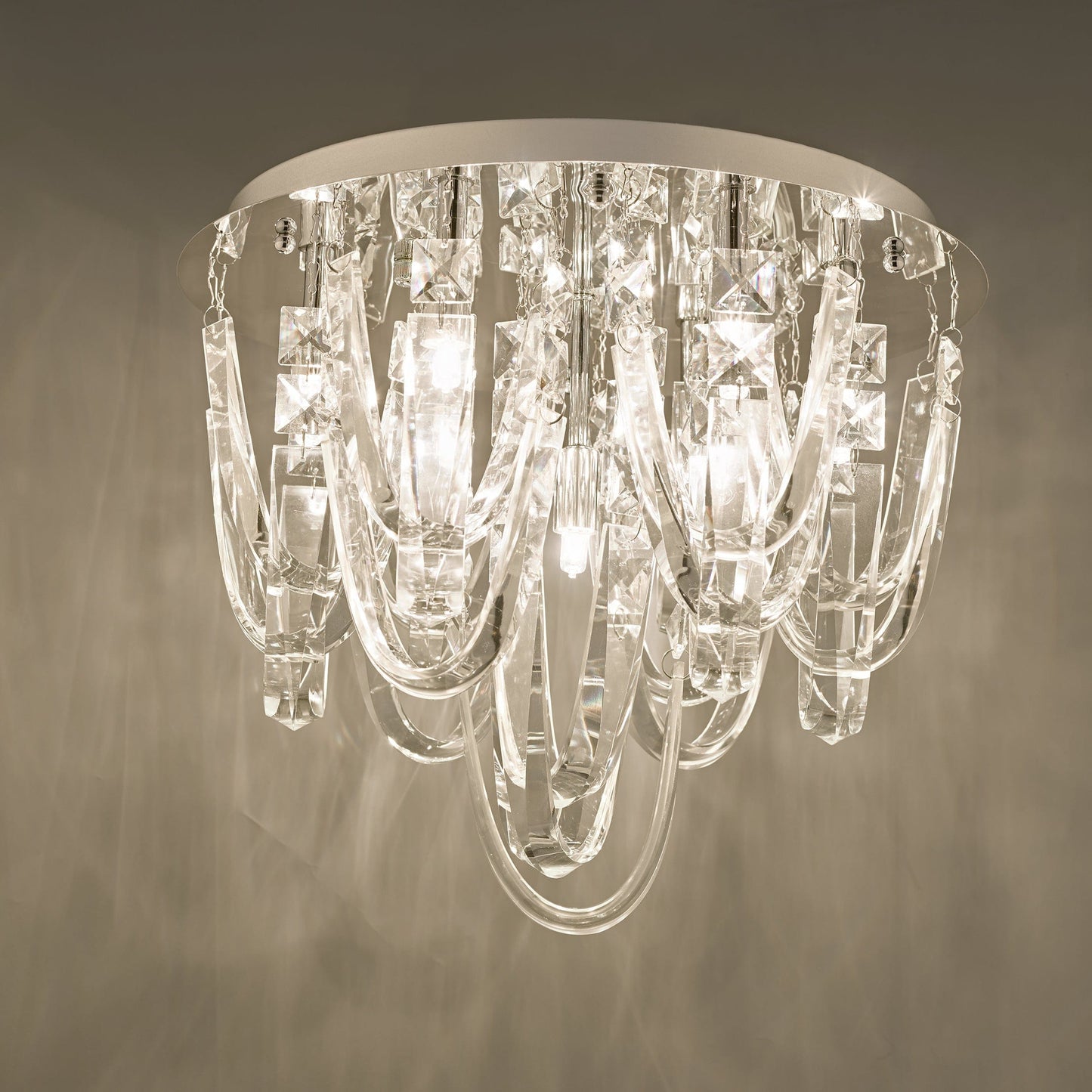 dar lighting Roxanne Small 7 Light Flush Polished Chrome Crystal ROX5050