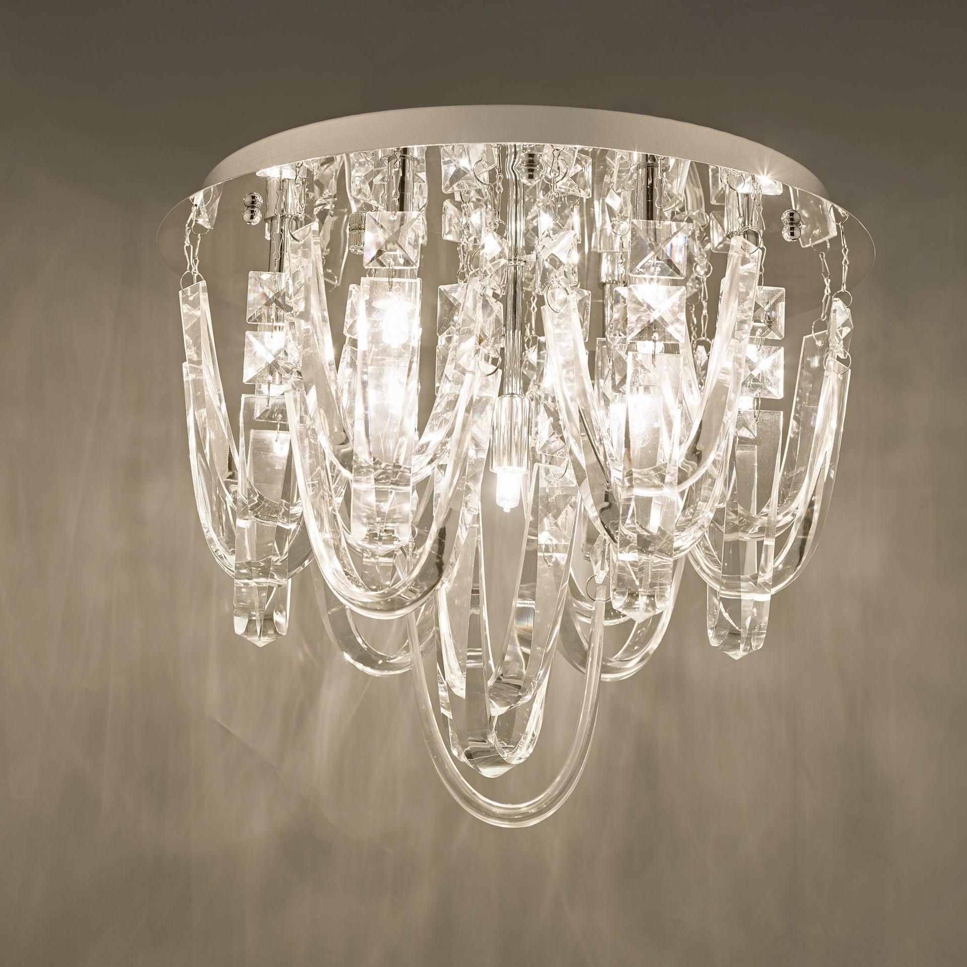 dar lighting Roxanne Small 7 Light Flush Polished Chrome Crystal ROX5050