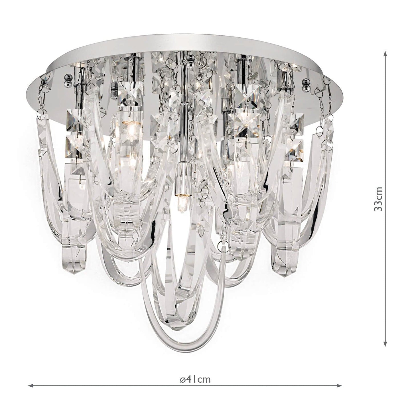 dar lighting Roxanne Small 7 Light Flush Polished Chrome Crystal ROX5050