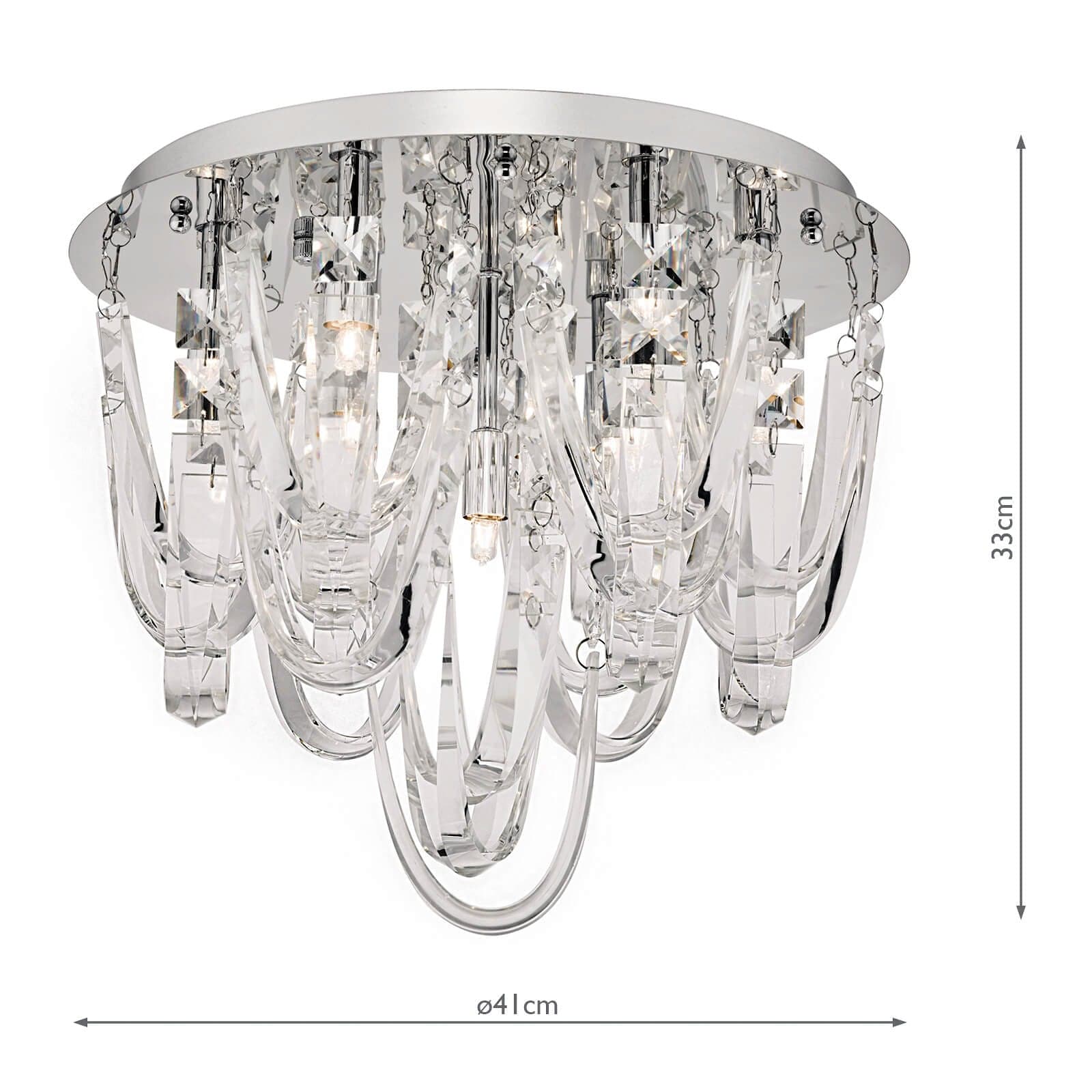 dar lighting Roxanne Small 7 Light Flush Polished Chrome Crystal ROX5050