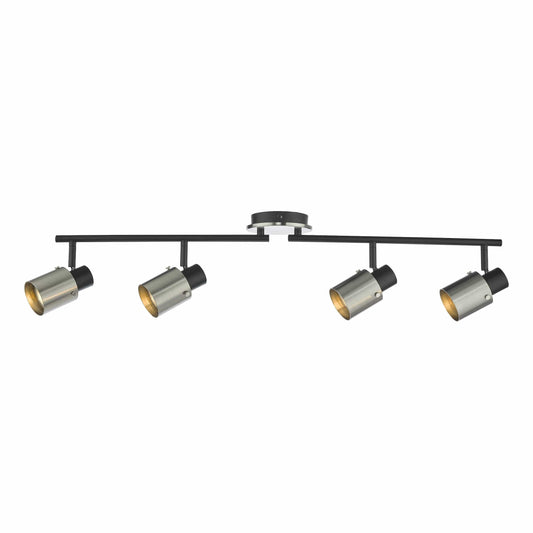 dar lighting Ryan 4 Light Bar Spotlight Brushed Nickel Matt Black RYA8438