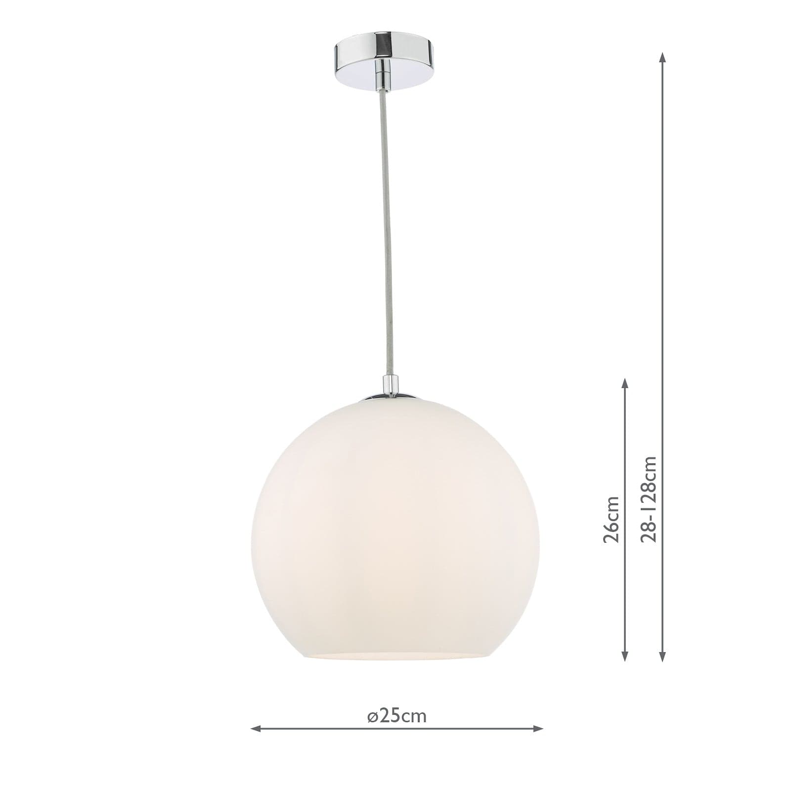 dar lighting Ryce Pendant Polished Chrome Opal Glass RYC0150