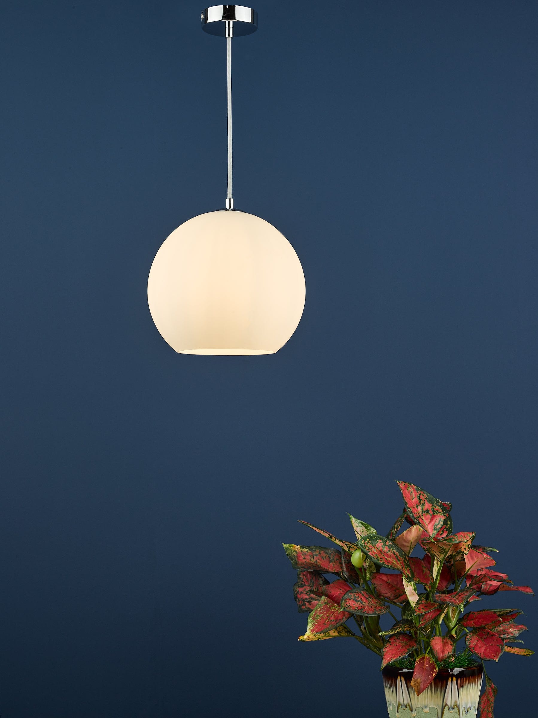 dar lighting Ryce Pendant Polished Chrome Opal Glass RYC0150