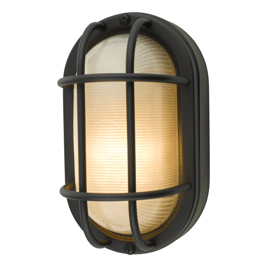 dar lighting Salcombe Oval Outdoor Wall Light Matt Black IP44 SAL5222