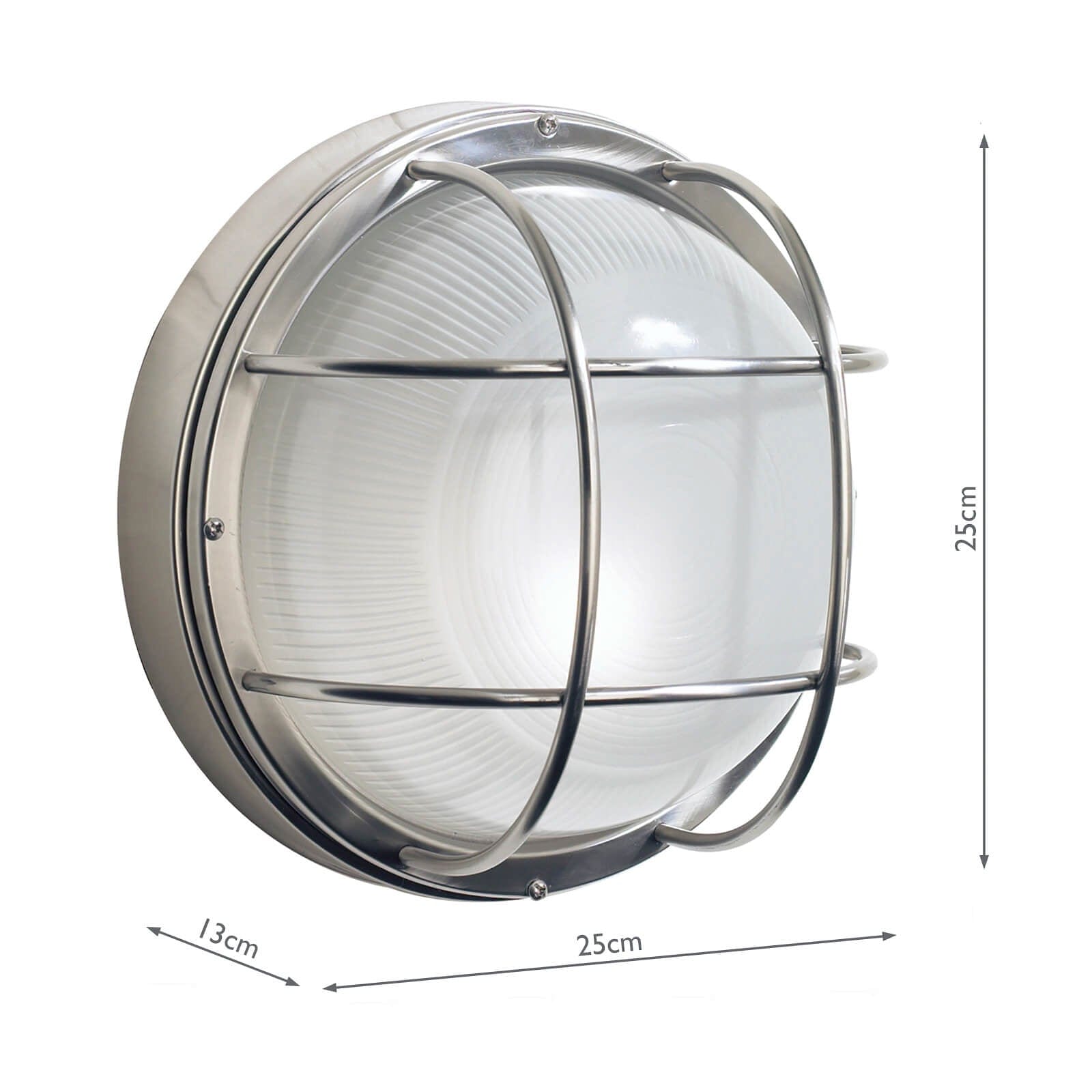 dar lighting Salcombe Round Outdoor Wall Light Stainless Steel Glass IP44 SAL5044