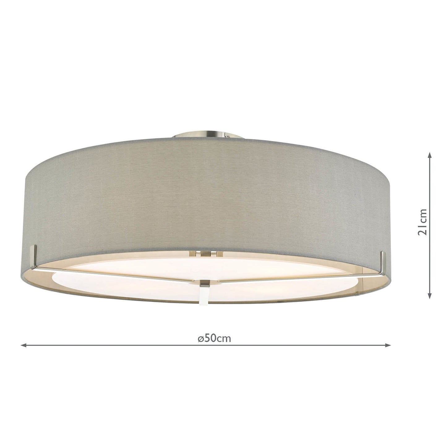 dar lighting Santino 3 Light Semi Flush Satin Chrome With Grey Shade SAN5339