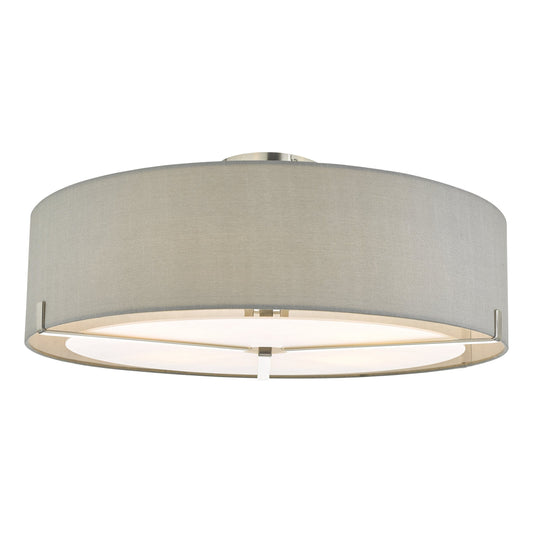 dar lighting Santino 3 Light Semi Flush Satin Chrome With Grey Shade SAN5339