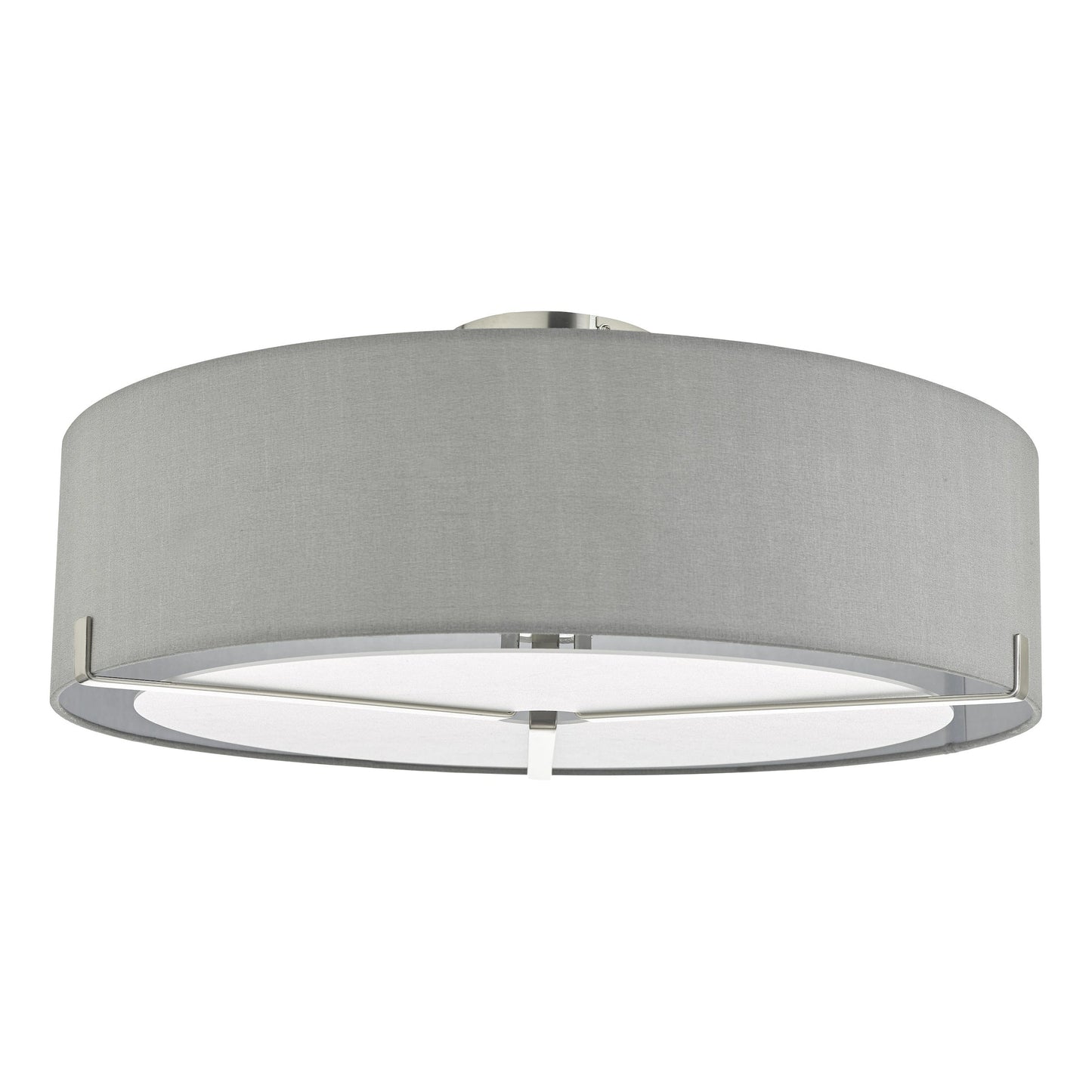 dar lighting Santino 3 Light Semi Flush Satin Chrome With Grey Shade SAN5339