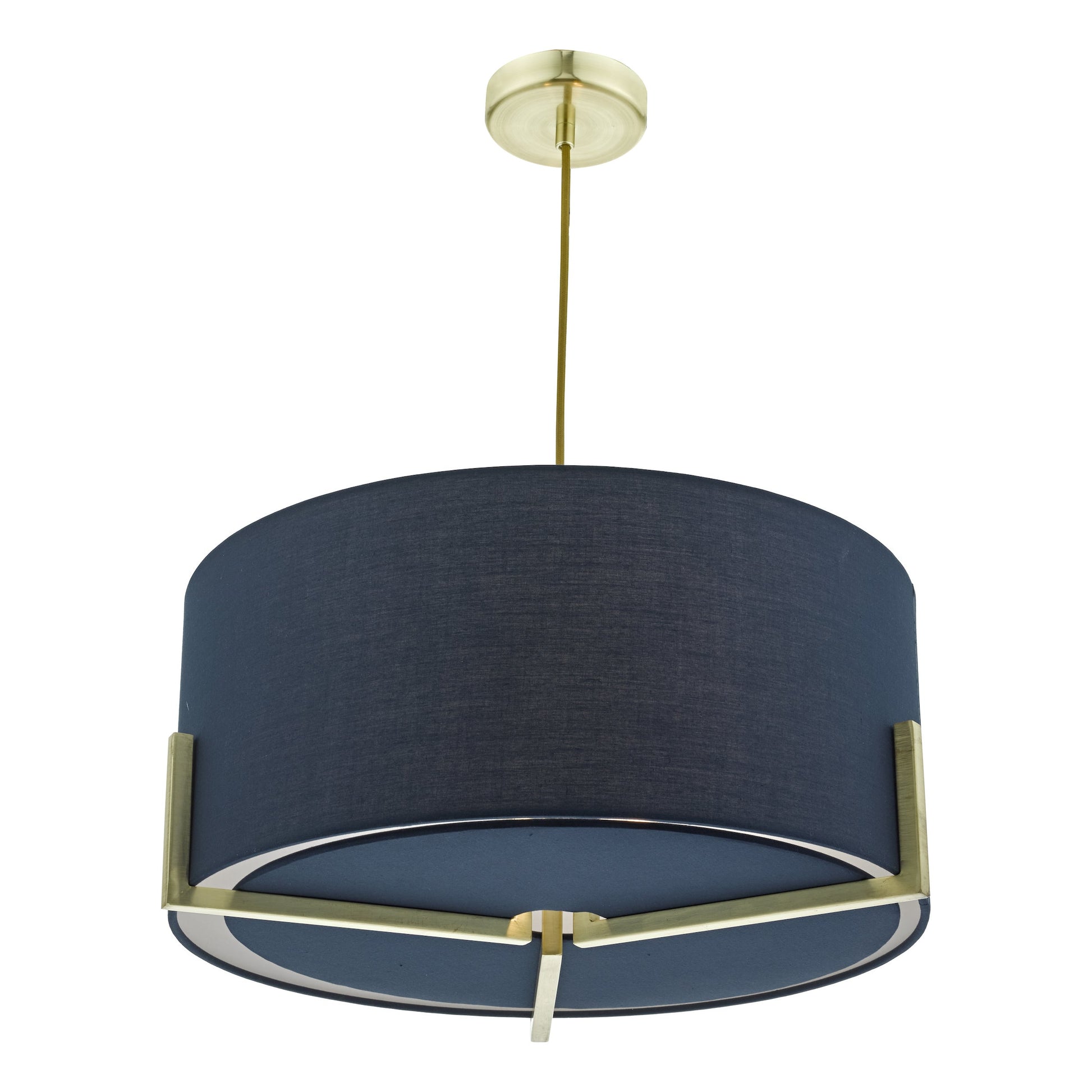 dar lighting Santino Pendant Gold With Navy Cotton Shade SAN0323