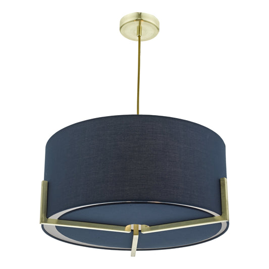 dar lighting Santino Pendant Gold With Navy Cotton Shade SAN0323