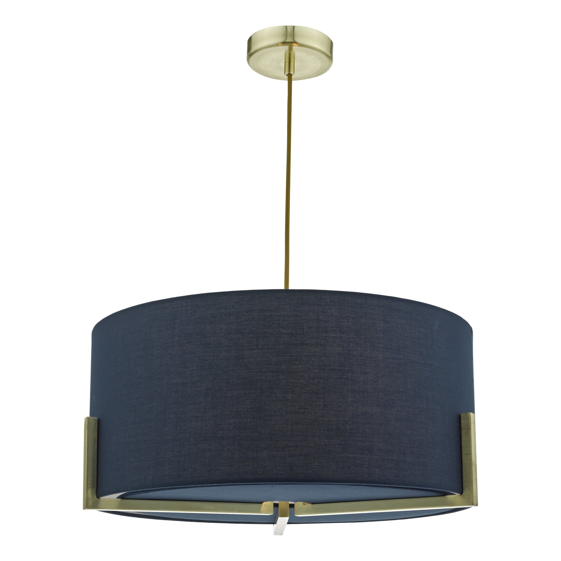 dar lighting Santino Pendant Gold With Navy Cotton Shade SAN0323