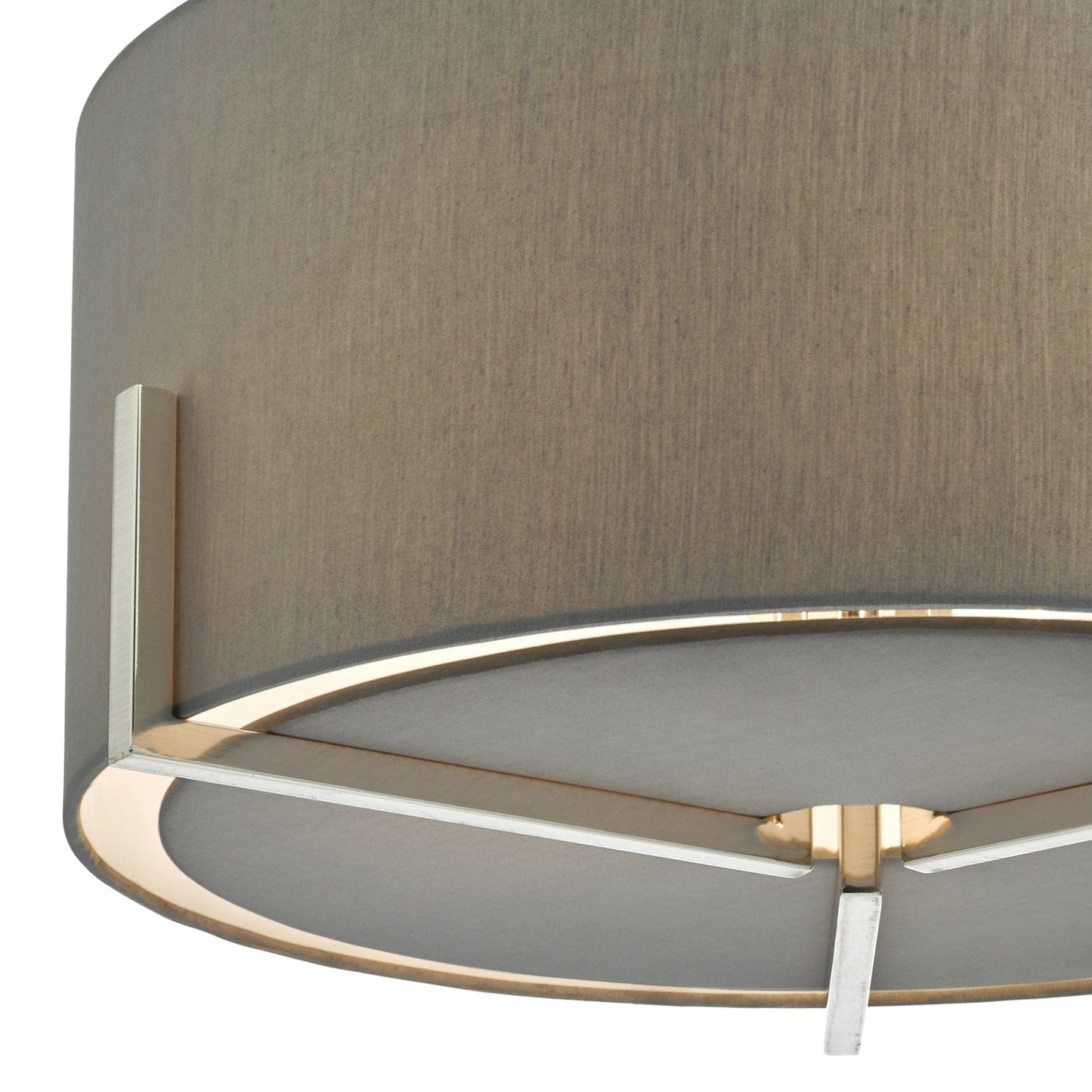 dar lighting Santino Pendant Satin Chrome With Grey Cotton Shade SAN0339