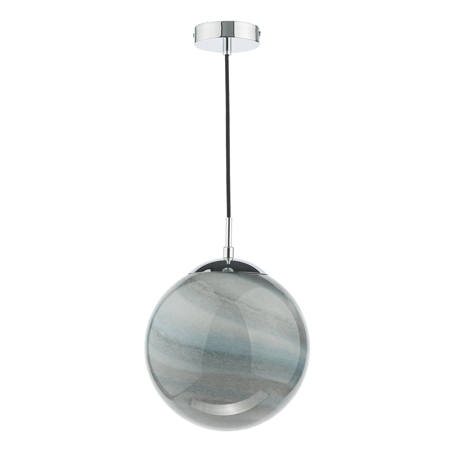 dar lighting Saturn Pendant Planet Style Glass and Polished Chrome SAT0150