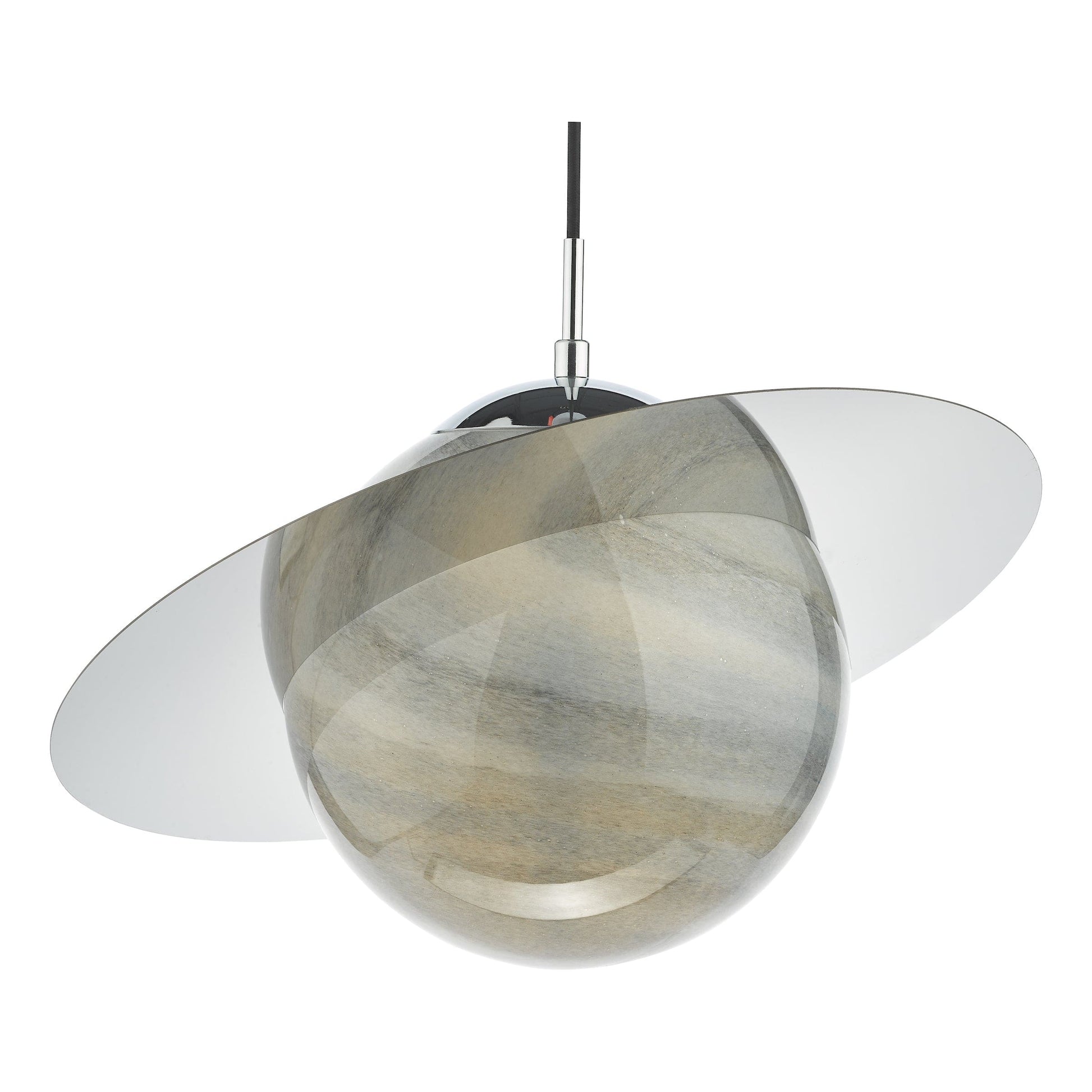 dar lighting Saturn Pendant Planet Style Glass and Polished Chrome SAT0150