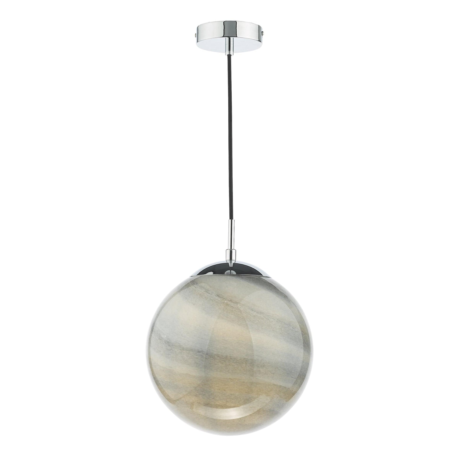 dar lighting Saturn Pendant Planet Style Glass and Polished Chrome SAT0150