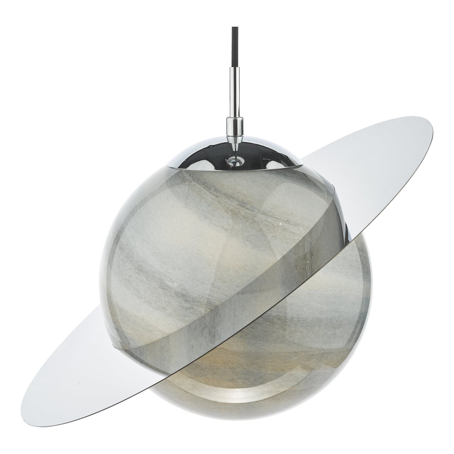 dar lighting Saturn Pendant Planet Style Glass and Polished Chrome SAT0150