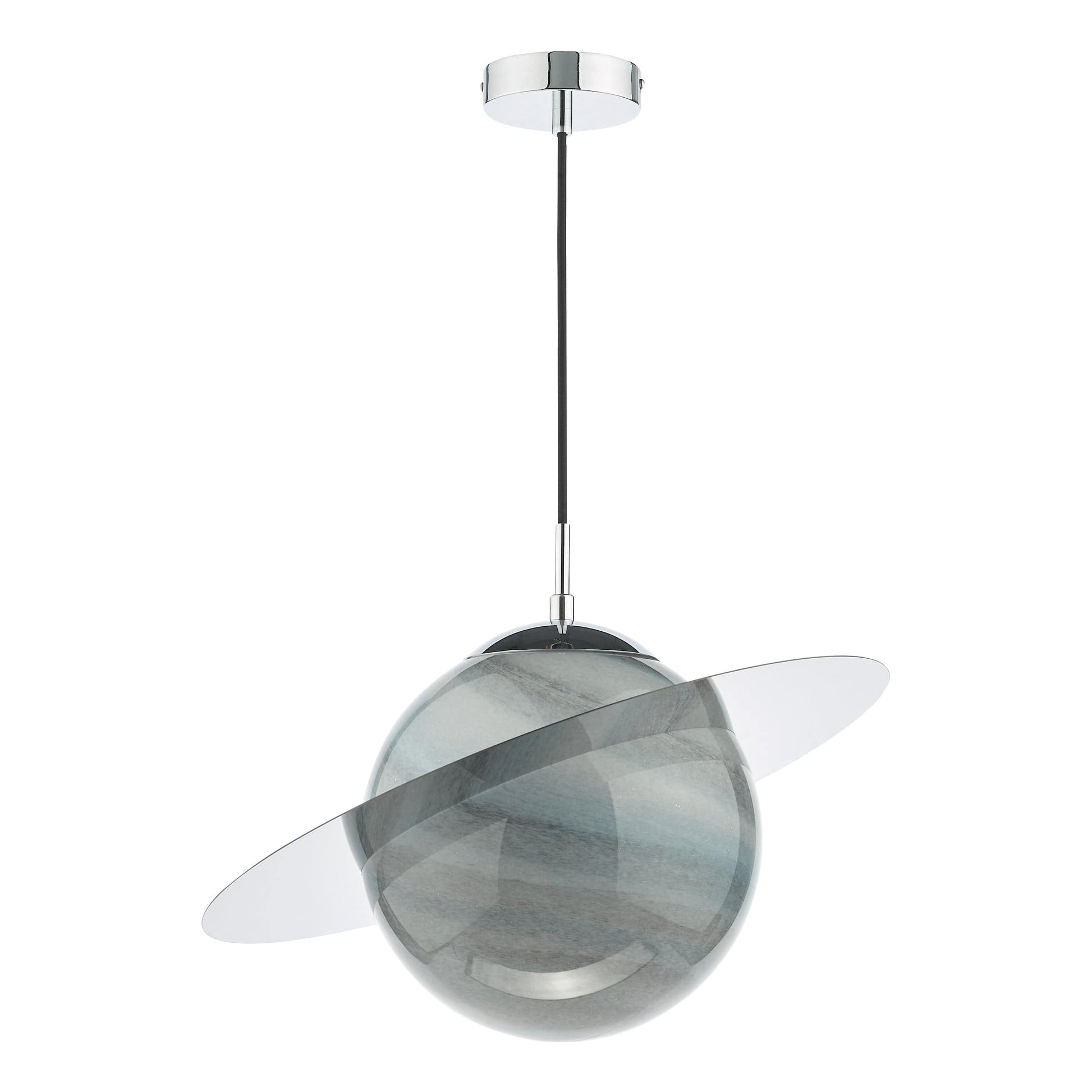 dar lighting Saturn Pendant Planet Style Glass and Polished Chrome SAT0150