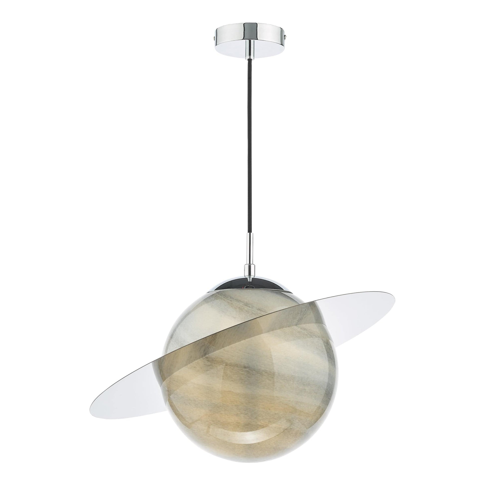 dar lighting Saturn Pendant Planet Style Glass and Polished Chrome SAT0150