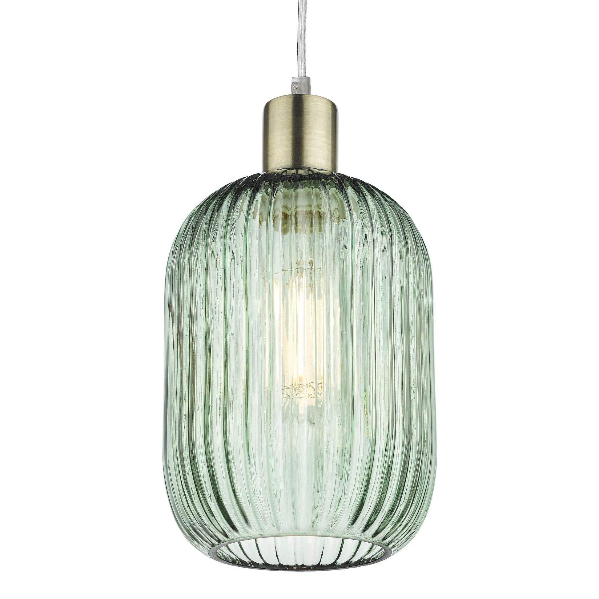 dar lighting Sawyer Easy Fit Pendant Green Ribbed Glass SAW6524