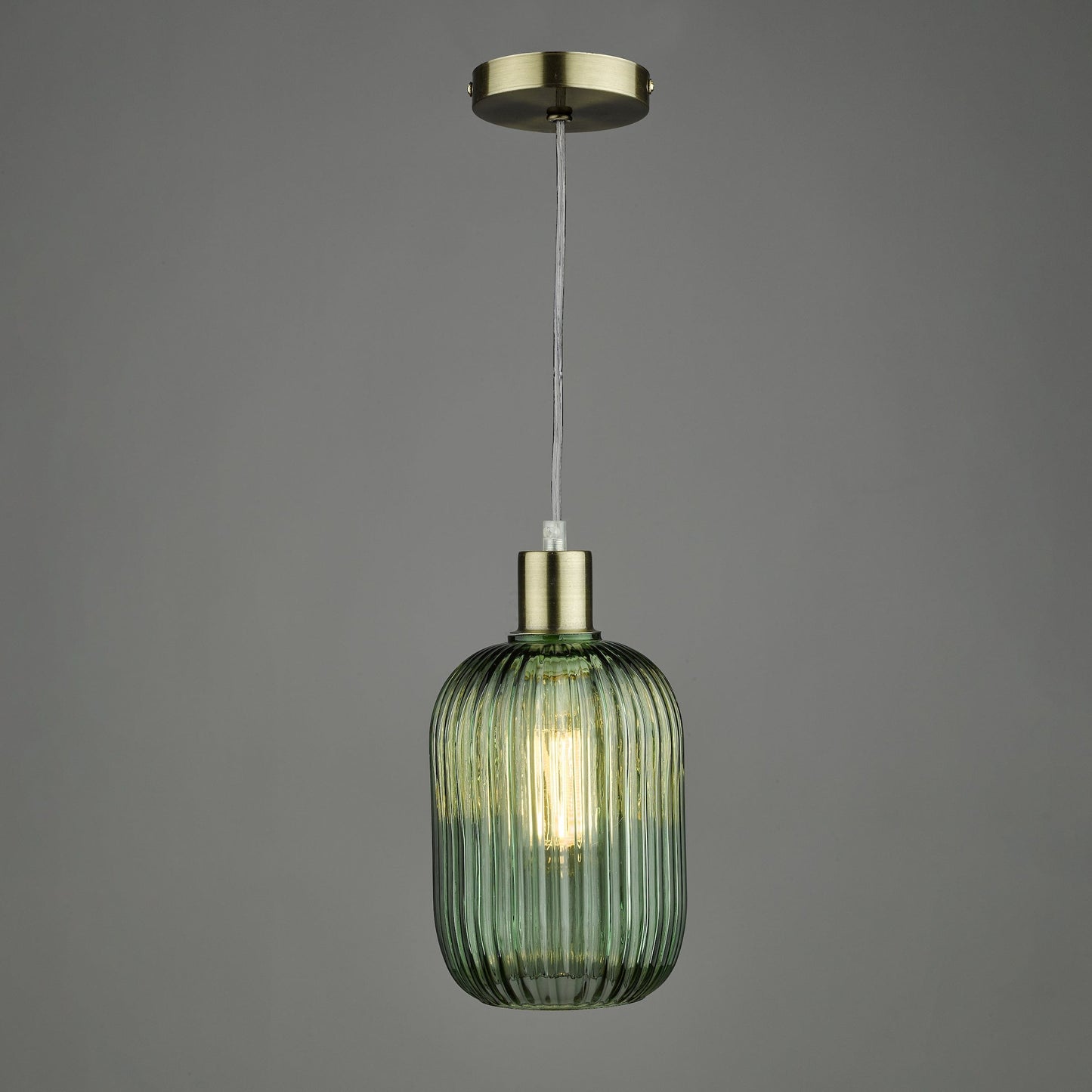 dar lighting Sawyer Easy Fit Pendant Green Ribbed Glass SAW6524