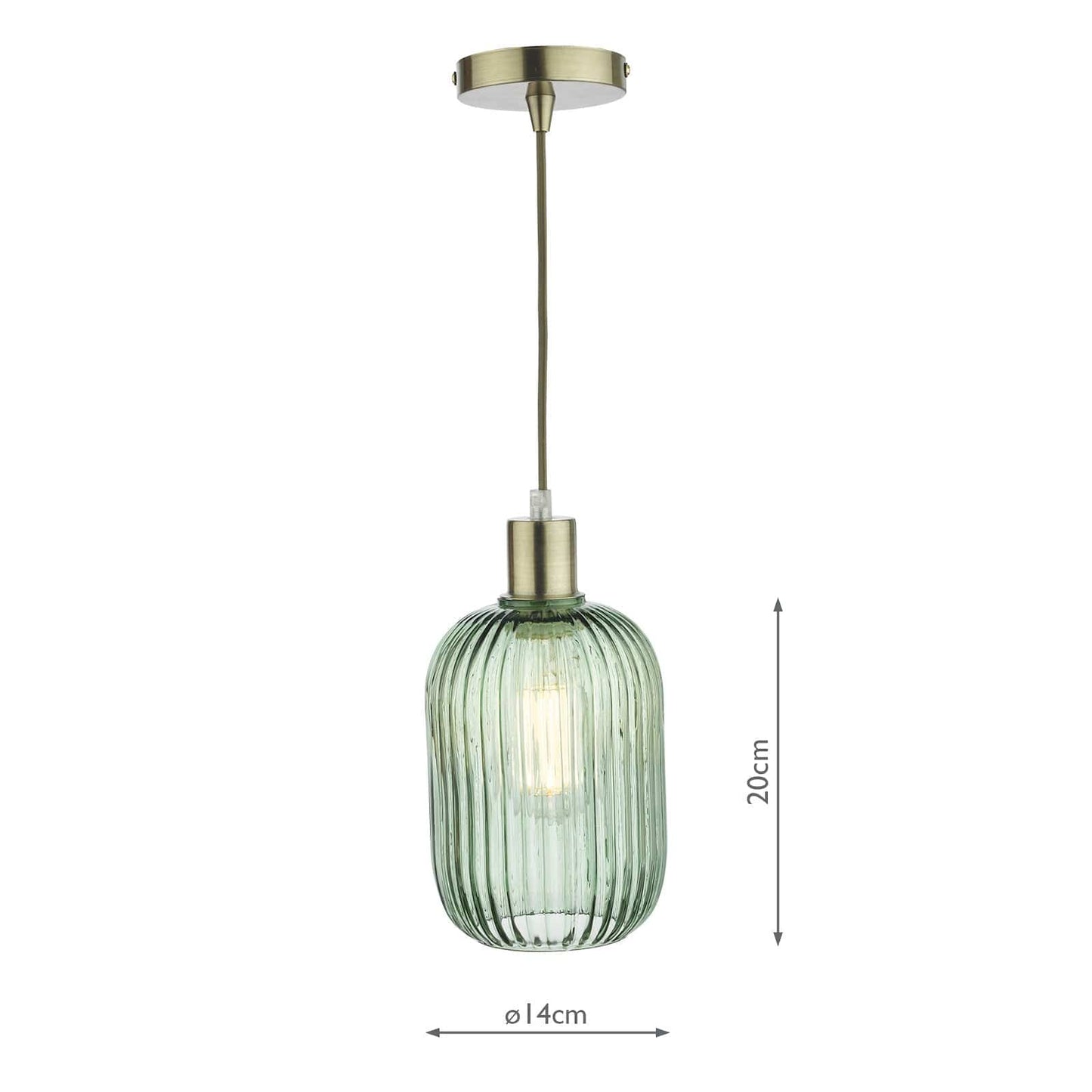 dar lighting Sawyer Easy Fit Pendant Green Ribbed Glass SAW6524