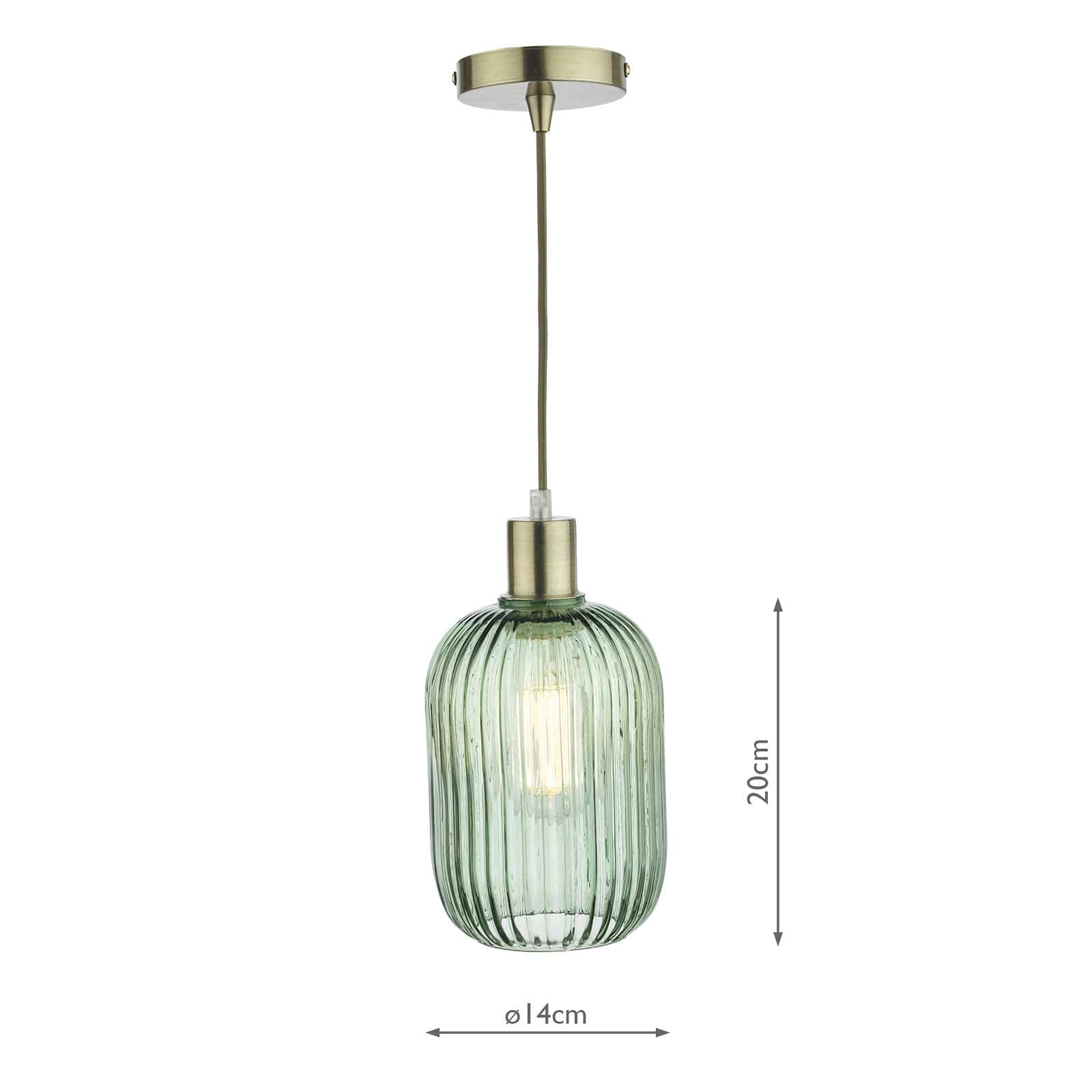 dar lighting Sawyer Easy Fit Pendant Green Ribbed Glass SAW6524