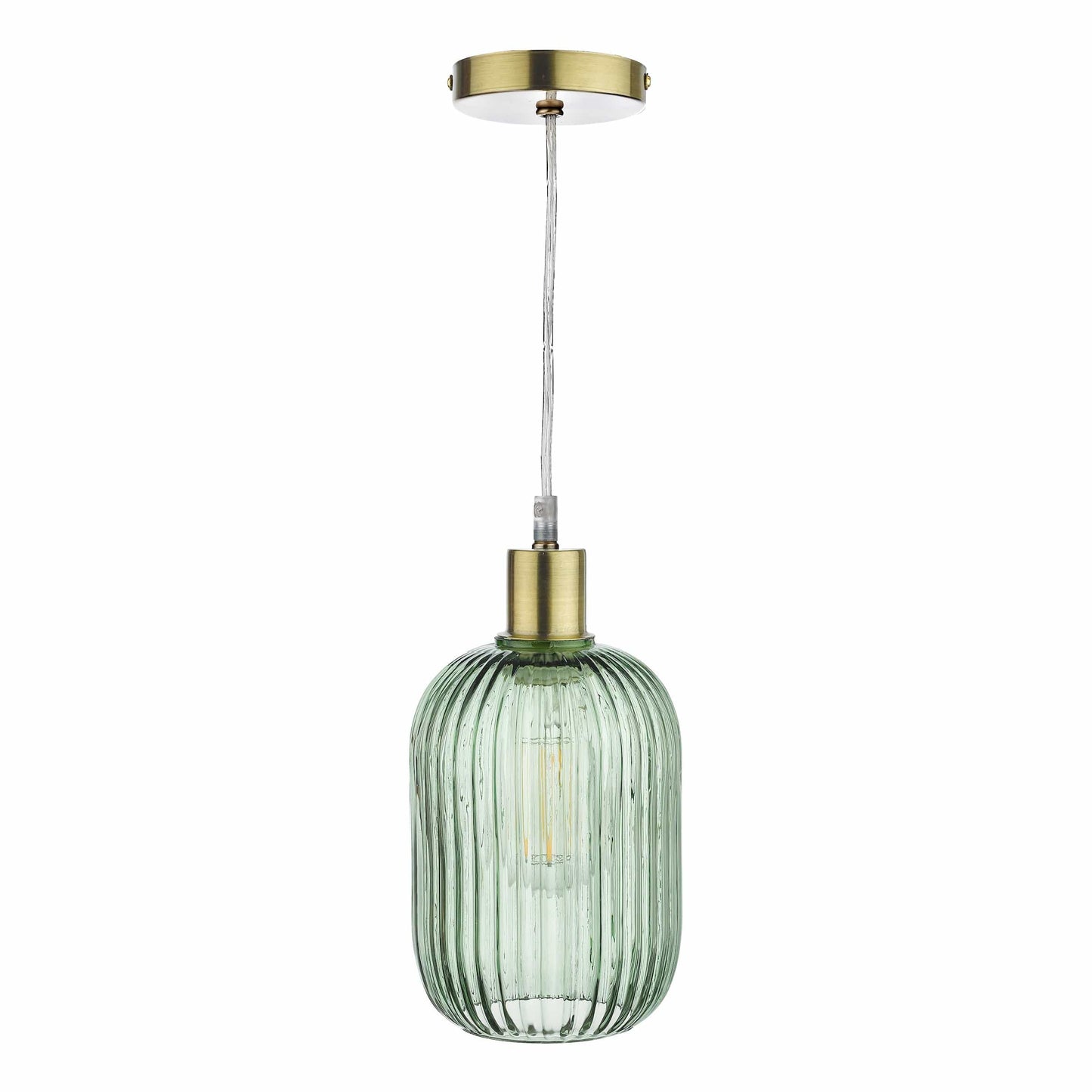 dar lighting Sawyer Easy Fit Pendant Green Ribbed Glass SAW6524