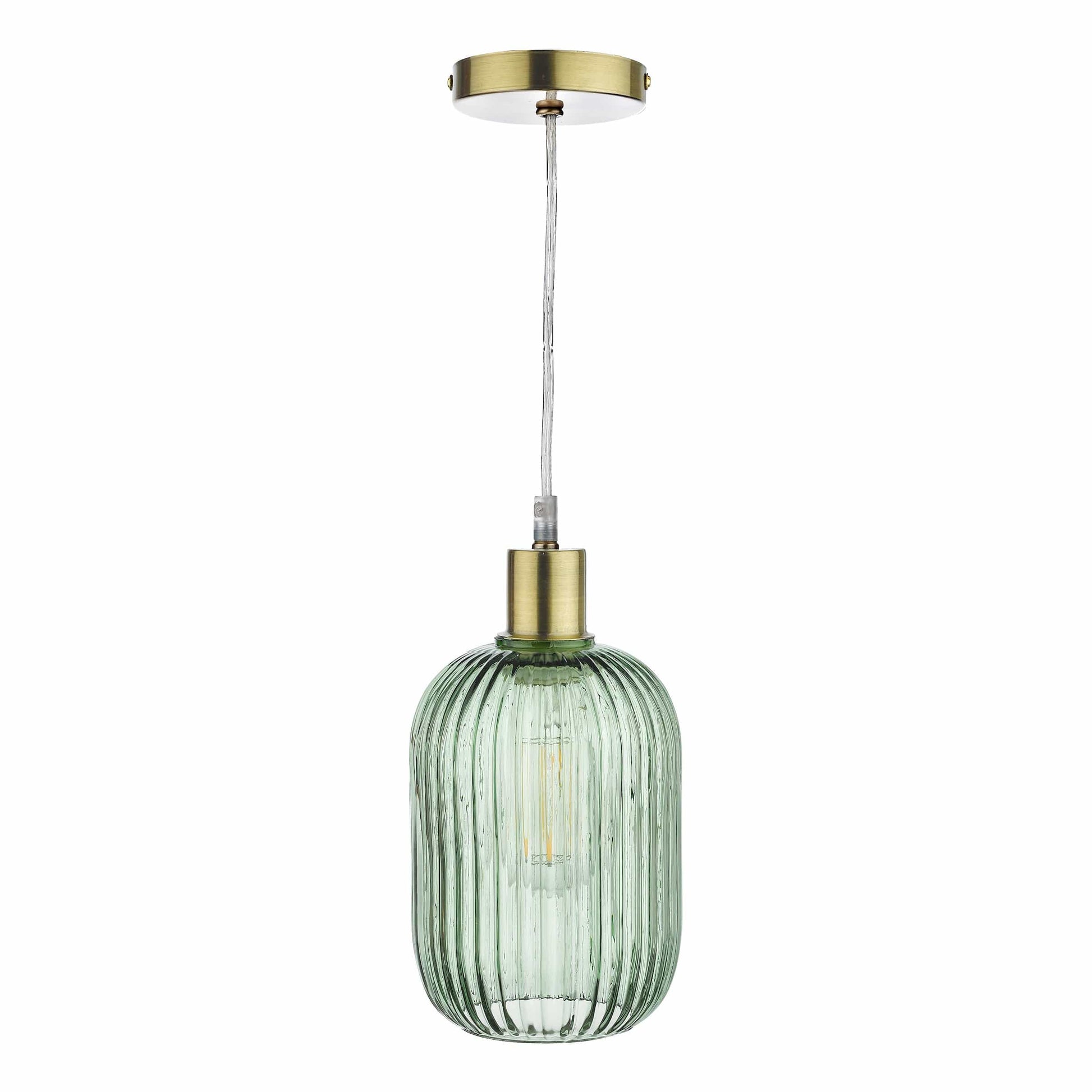 dar lighting Sawyer Easy Fit Pendant Green Ribbed Glass SAW6524