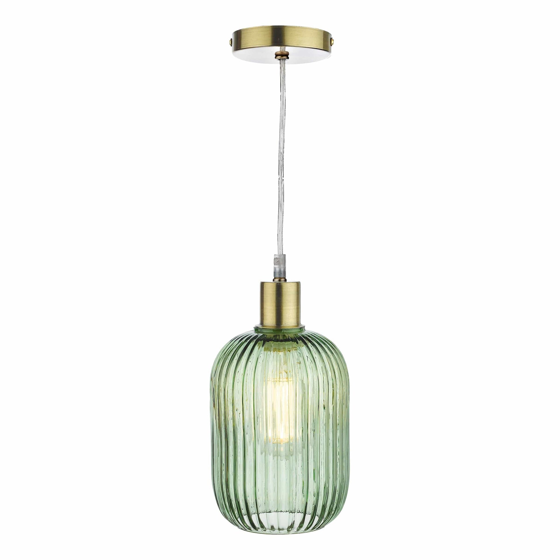 dar lighting Sawyer Easy Fit Pendant Green Ribbed Glass SAW6524