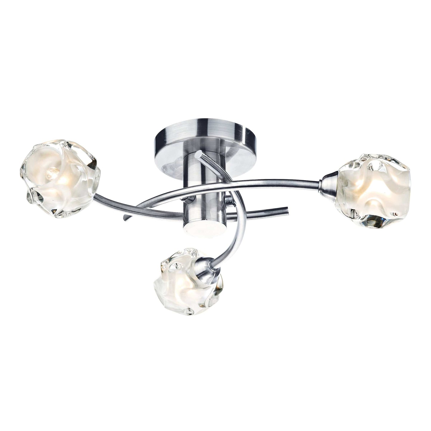 dar lighting Seattle 3 Light Flush Satin Chrome Glass SEA5346