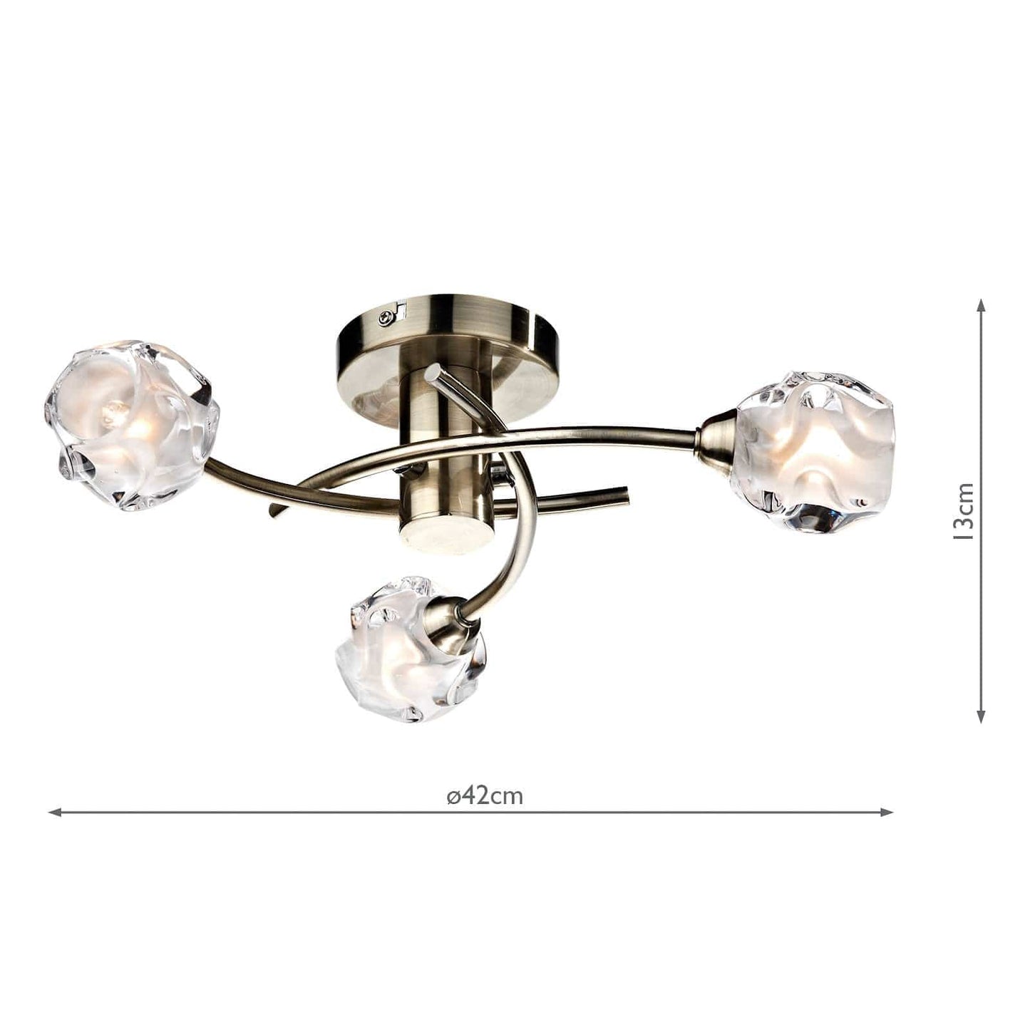 dar lighting Seattle 3 Light Semi Flush Antique Brass SEA5375