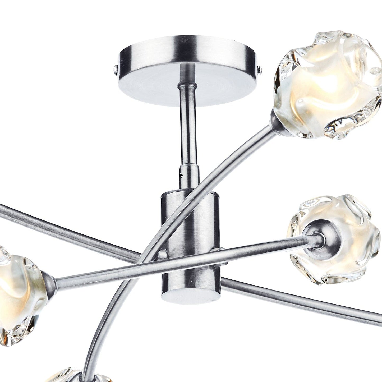 dar lighting Seattle 6lt Semi Flush Satin Chrome & Sculptured Glass SEA0646