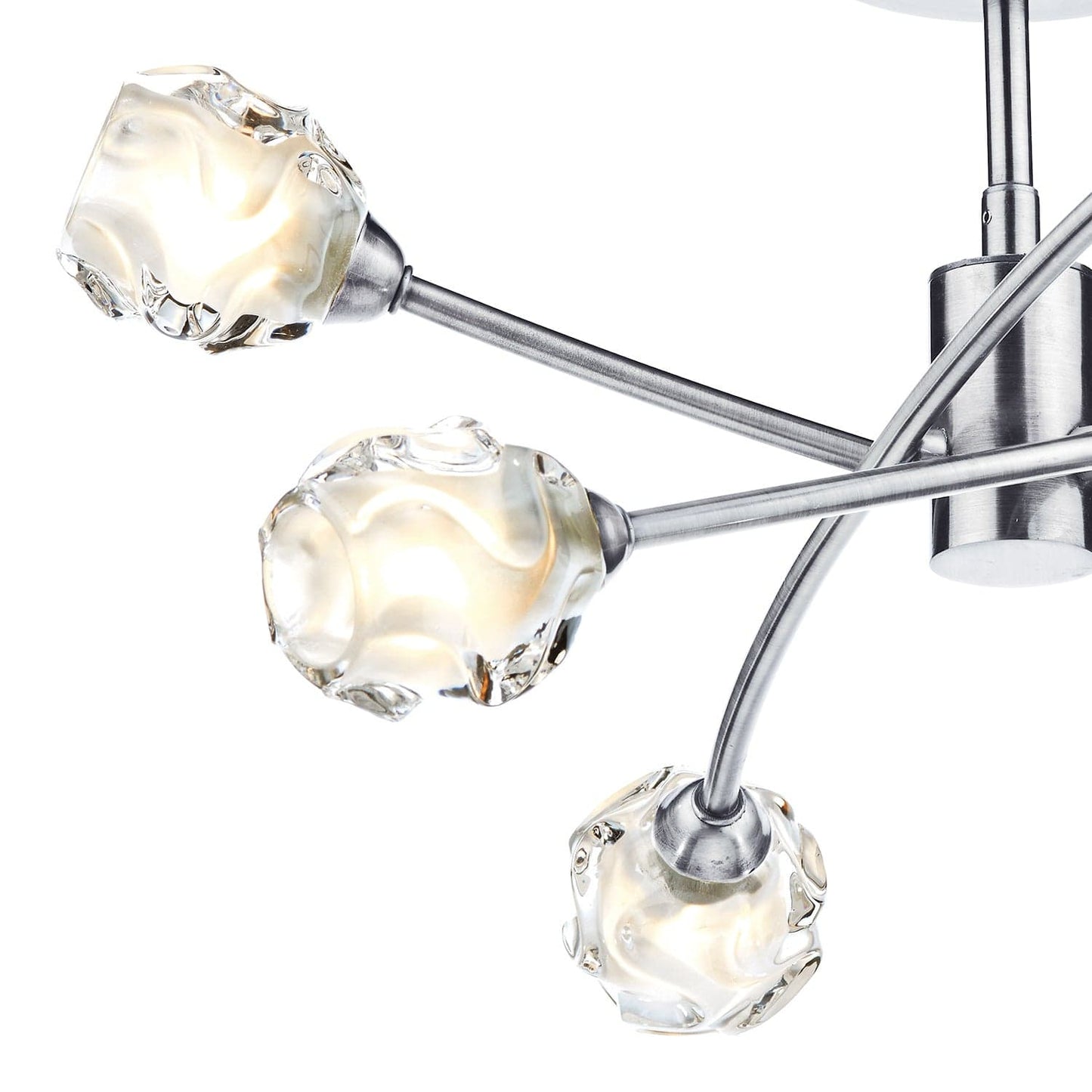 dar lighting Seattle 6lt Semi Flush Satin Chrome & Sculptured Glass SEA0646