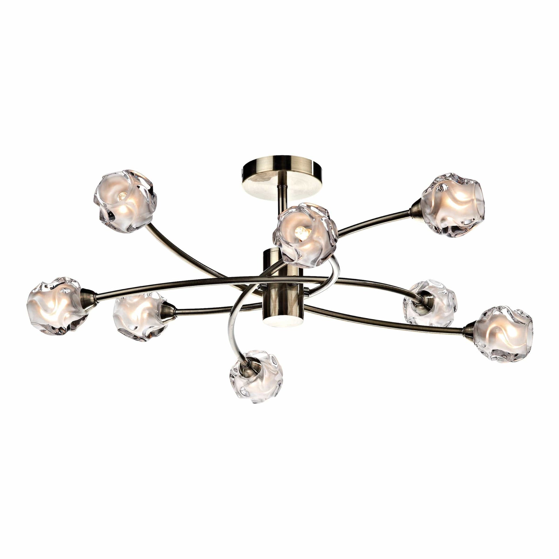 dar lighting Seattle 8 Light Semi Flush Antique Brass SEA0875