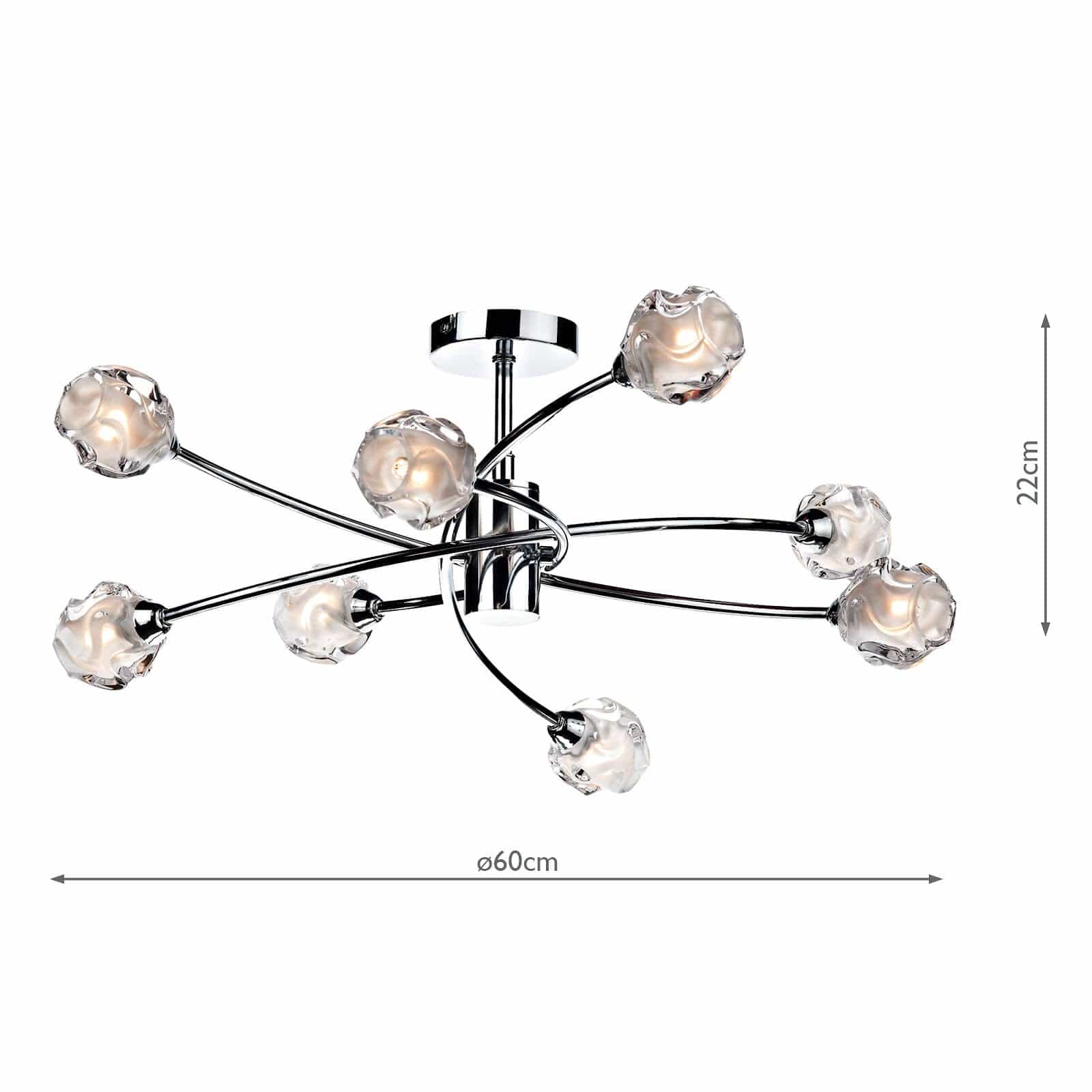 dar lighting Seattle 8 Light Semi Flush Polished Chrome SEA0850