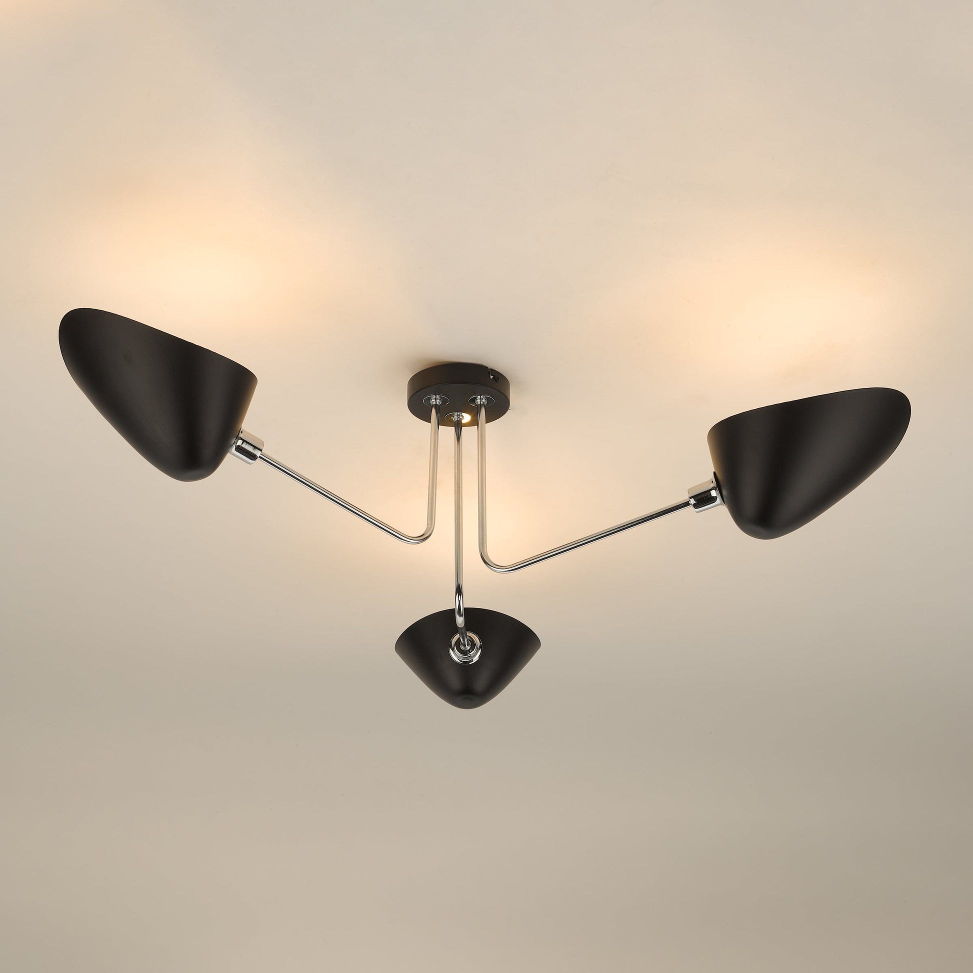 dar lighting Sebastian 3 Light Semi Flush Matt Black Polished Chrome SEB0322