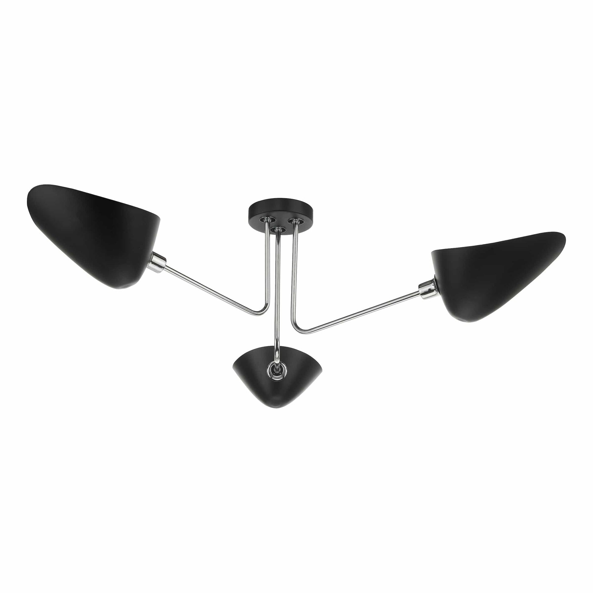 dar lighting Sebastian 3 Light Semi Flush Matt Black Polished Chrome SEB0322