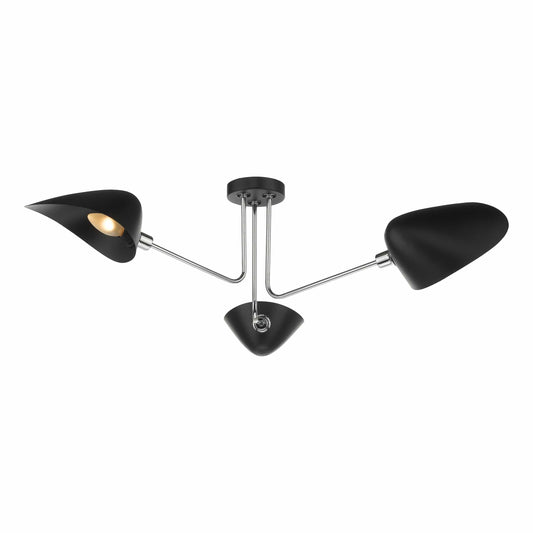 dar lighting Sebastian 3 Light Semi Flush Matt Black Polished Chrome SEB0322