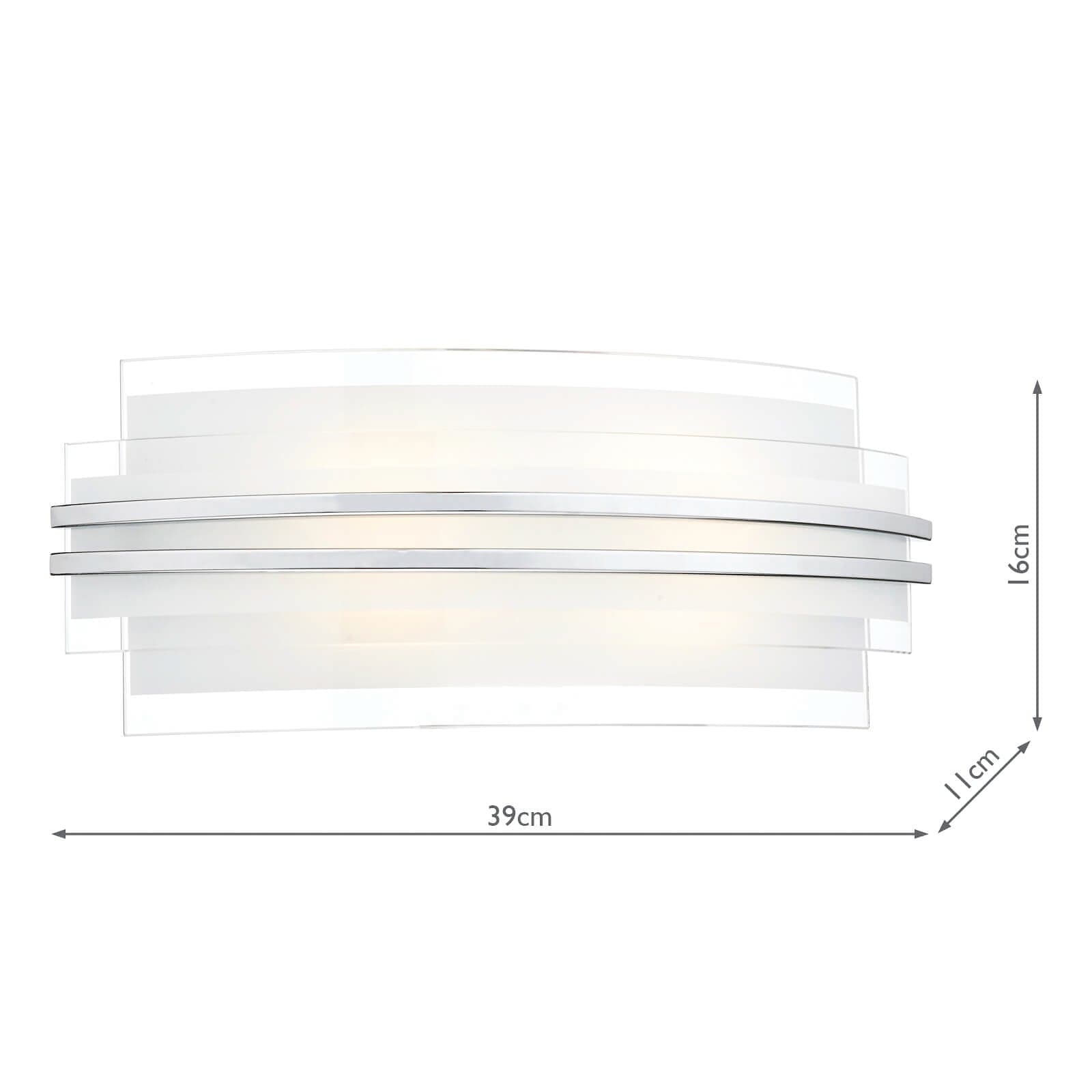 dar lighting Sector Large Wall Light Frosted Glass Polished Chrome LED SEC372