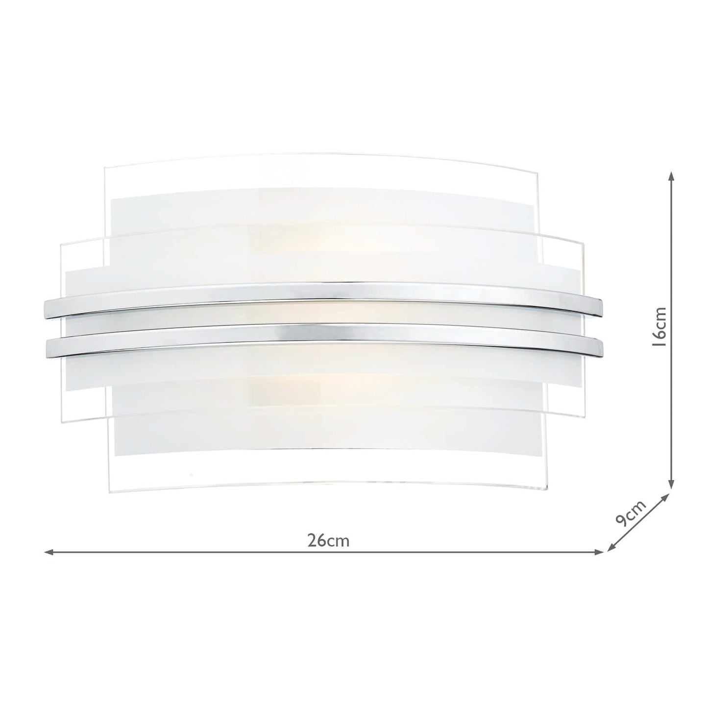 dar lighting Sector Small Wall Light Frosted Glass Polished Chrome LED SEC072