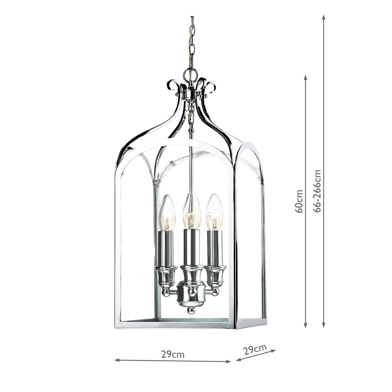 dar lighting Senator 3 Light Pendant Polished Chrome SEN0350