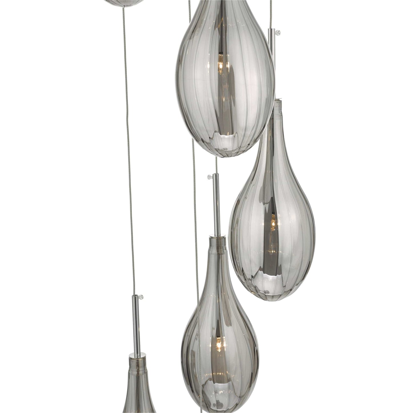 dar lighting Seta 6 Light Cluster Pendant Polished Chrome Smoked Glass SET6410