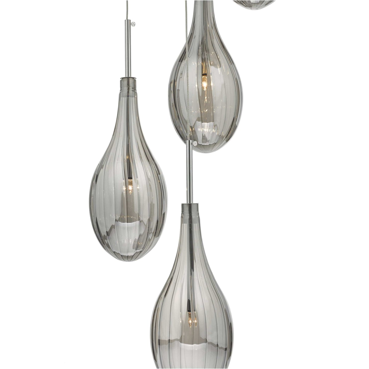 dar lighting Seta 6 Light Cluster Pendant Polished Chrome Smoked Glass SET6410