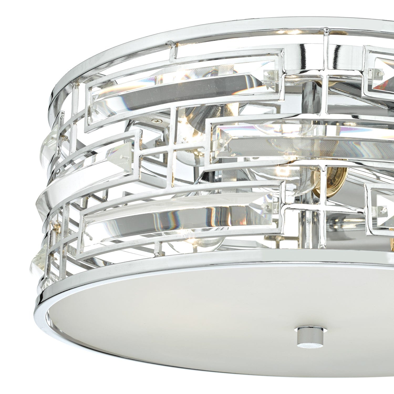 dar lighting Seville 3 Light Flush Polished Chrome Crystal With Diffuser SEV5250