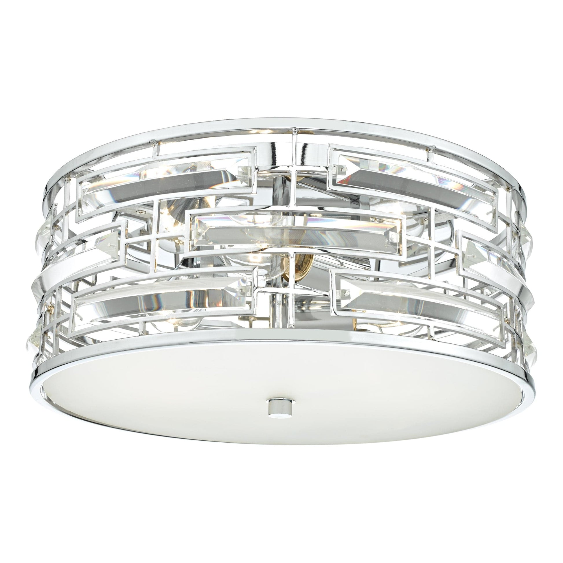 dar lighting Seville 3 Light Flush Polished Chrome Crystal With Diffuser SEV5250