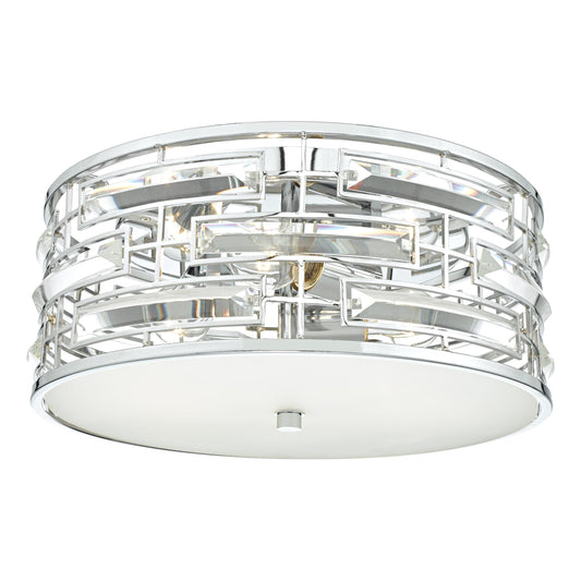 dar lighting Seville 3 Light Flush Polished Chrome Crystal With Diffuser SEV5250