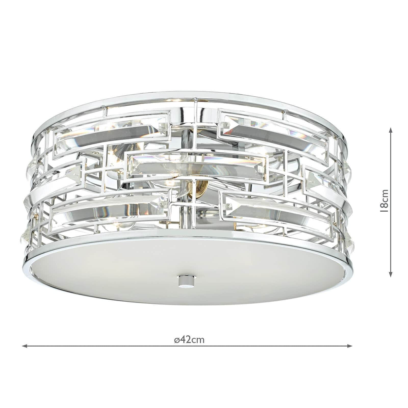 dar lighting Seville 3 Light Flush Polished Chrome Crystal With Diffuser SEV5250