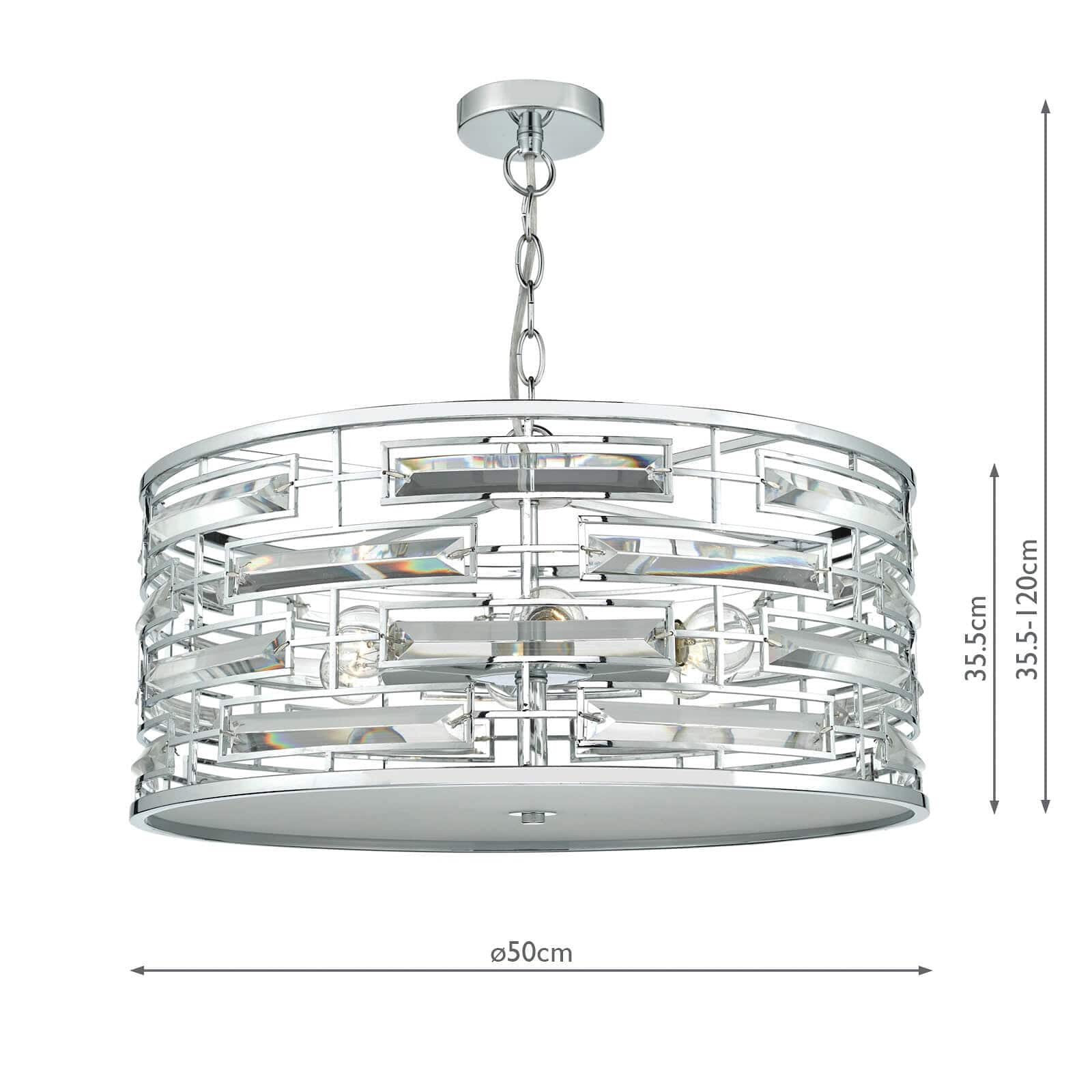 dar lighting Seville 6 Light Pendant K9 Crystal Polished Chrome SEV0650
